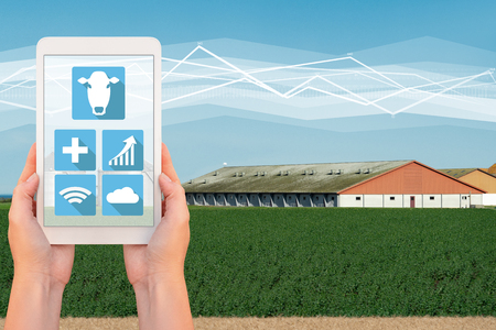 Modern farm with wireless control. Smart farming.の写真素材