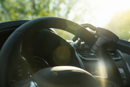 Robot driven autonomous carの写真素材