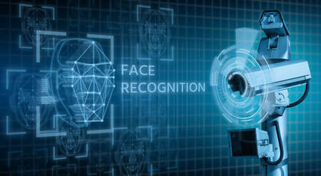 Surveillance camera with face recognition systemの写真素材