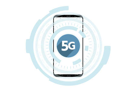 Mobile phone with symbol of 5G network connection. Vector illustrationのイラスト素材