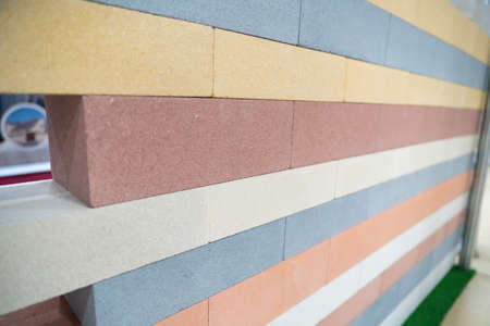 Multi colored decoration bricks rowsの写真素材