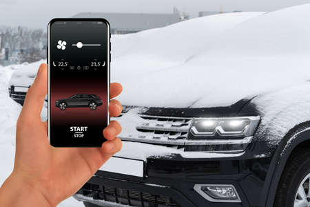Application for remote engine start and car warm-upの写真素材