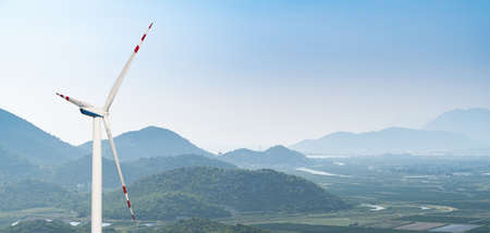 Wind turbine in the mountainsの写真素材