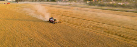 Combine harvester. Aerial viewの写真素材