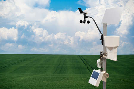 Weather station in a wheat field.