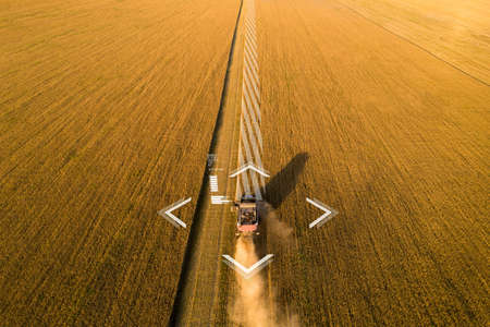 Autonomous harvester on the fieldの写真素材