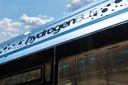 Blue fuel cell busの写真素材