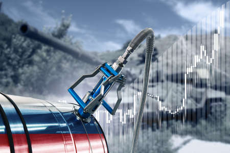 Gas pipeline with the colors of the Russian flagの写真素材