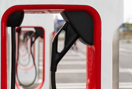 Close up of charging station for electric vehiclesの写真素材