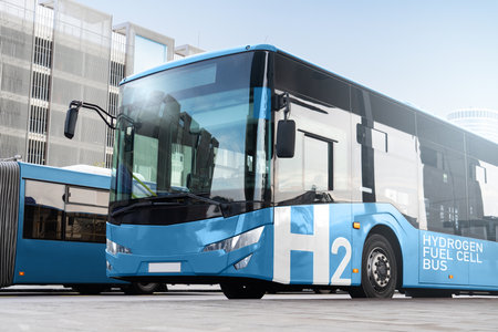 A hydrogen fuel cell city bus concept.の写真素材