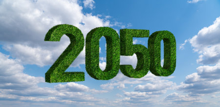 Numbers 2050 from grass.の写真素材