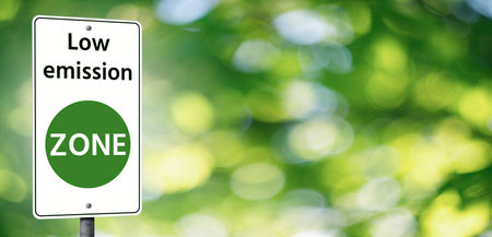 Road sign Low emission ZONE. Clean mobility conceptの写真素材
