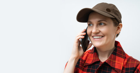 Close up portrait of woman talking on the phone