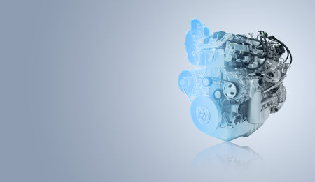 Model of diesel engine created in augmented reality. Conceptの写真素材