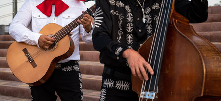 Mexican musician mariachi band on a city street.の写真素材