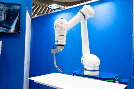 Automatic welding robot in a modern factory in operation.の写真素材