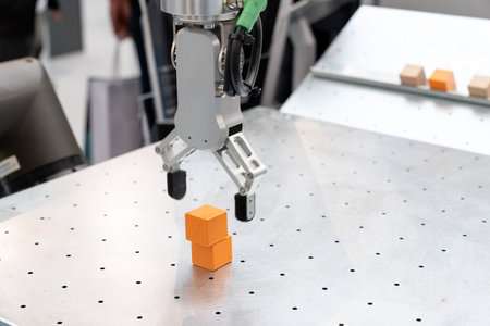 Modern handling robot - robotic arm. Smart factory.