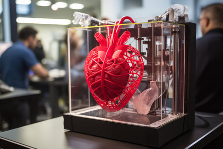 Artificial human heart model. Advanced technology behind life-saving innovations.の素材
