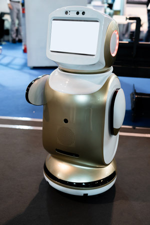Robot consultant with blank screen..の写真素材