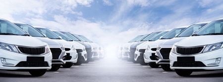 Cars in a row. Used car salesの写真素材