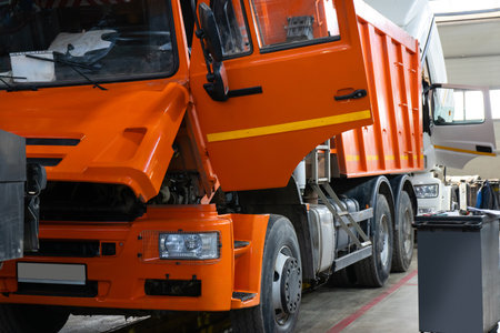 Truck repair service. Maintenance workshop.の写真素材