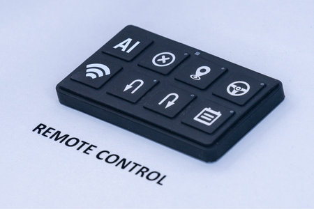 Remote control dashboard with buttons. Autonomous driving