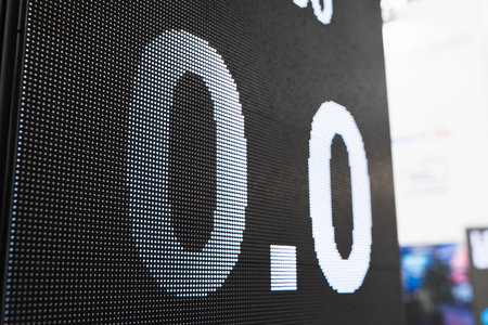 Close up of led panel with score 0 - 0.