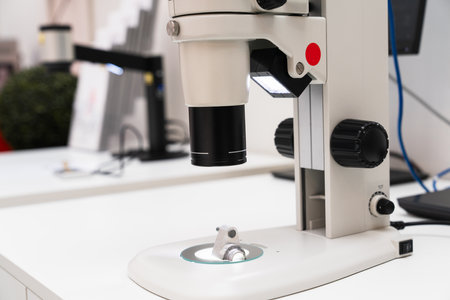 Optic machine for precise measurement of part size and quality evaluation. Smart factoryの写真素材