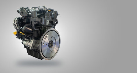 Modern engine on gray background.