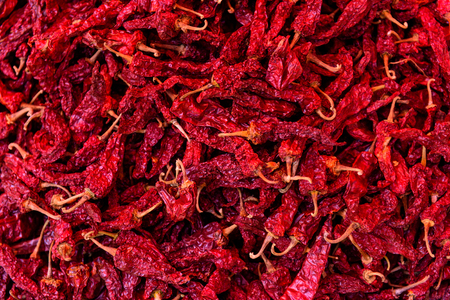 Dried chilies. Background and texture