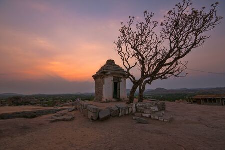 sunset at hemakuta hill karnataka india