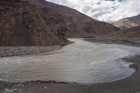 sindhu river and landscape at ladakhの写真素材