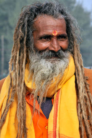 portrait of a sadhu at ganga sagar mela