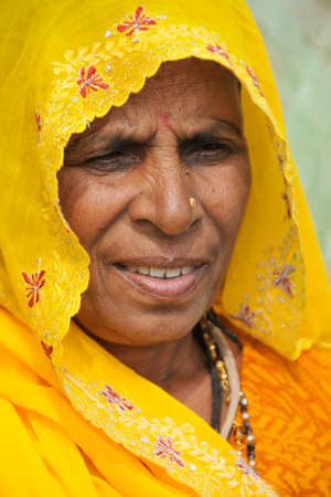 female pilgrim portrait at ganga sagar island