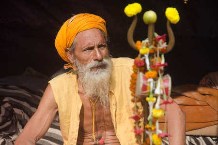 holy sadhu at ganga sagar transit camp kolkata