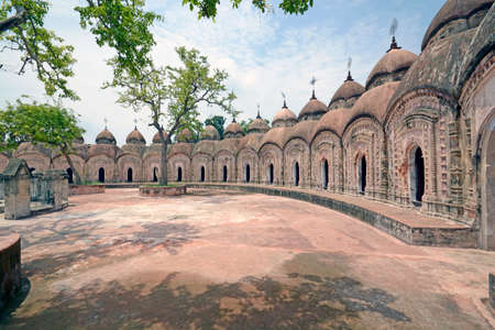 kalna west bengal india june 28th 2014: The most attractive temple in Kalna is the 108 Shiva Temple Complex. It was built by Maharaja Teja Chandra Bahadhur.のeditorial素材