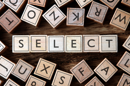 the word of SELECT on building blocks conceptの写真素材
