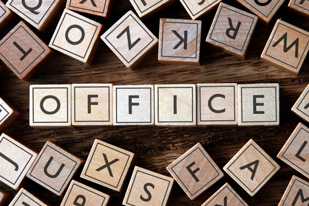 the word of OFFICE on building blocks conceptの写真素材