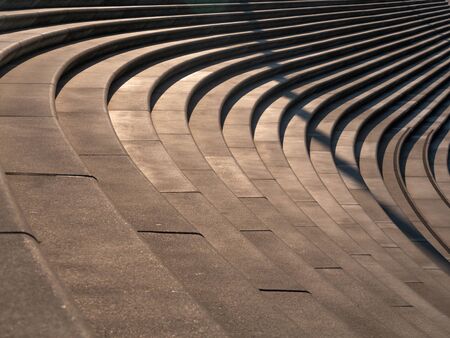Curvilinear stairs. Top view of modern architecture detail. Refined fragment of contemporary exterrior.の写真素材
