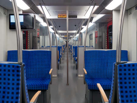 An empty subway wagon in the Hamburg City during Corona Quarantine.のeditorial素材