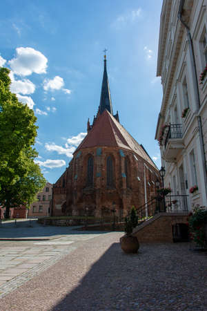 Medieval parish church "St. Nicholas" in Bad Freienwalde, view from the eastのeditorial素材