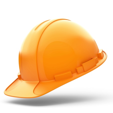 Isolated Orange Helmet for Builder on White Backgroundの写真素材