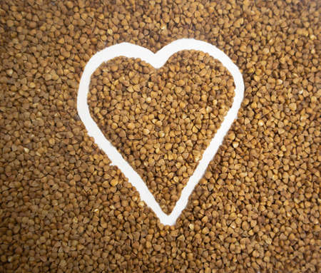 Buckwheat and buckwheat heart close-up, healthy food, cerealsの写真素材