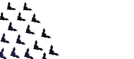 Poster with bats on white background with copy space, empty for text.の写真素材