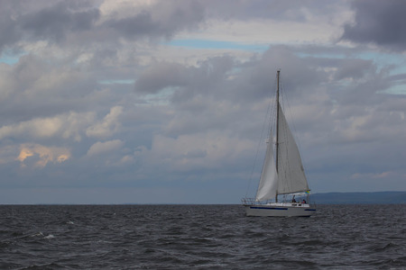 Yacht with white sails.の写真素材