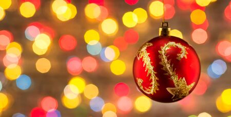 Colorfull background with christmas lights in boken. Bokehの写真素材