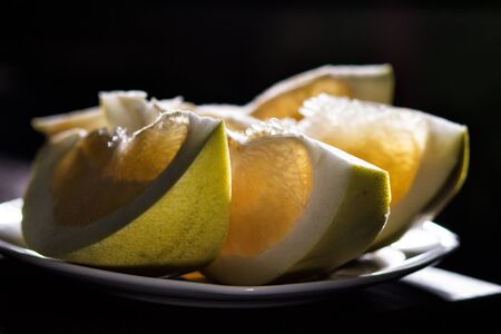 fresh raw ripe fruit of citrus Pamelaの写真素材