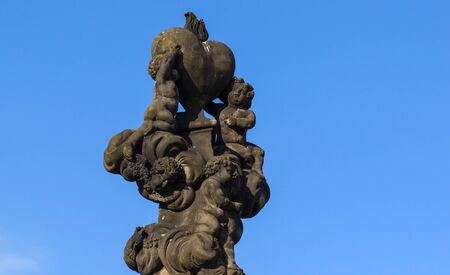 Statue on Charles bridge, Prague, Czech republicの写真素材