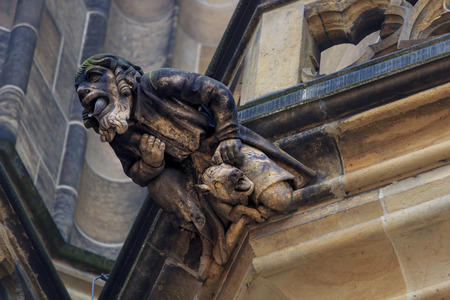 Gothic style Gargoyle on St Vitus Cathedral Pragueの写真素材