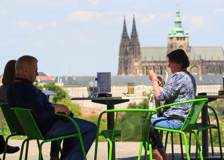 PRAGUE, CZECH REPUBLIC - MAY 17, 2017: Prague, Czech Republic. The popular tourist itinerary in Praha, Walk through the famous historical places of the cityのeditorial素材